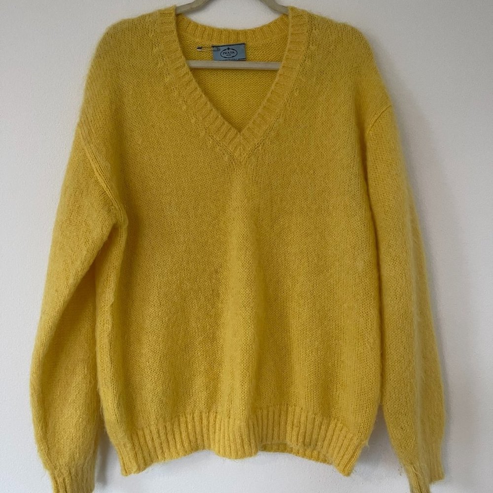 PRADA V-Neck Wool + Mohair Sweater
